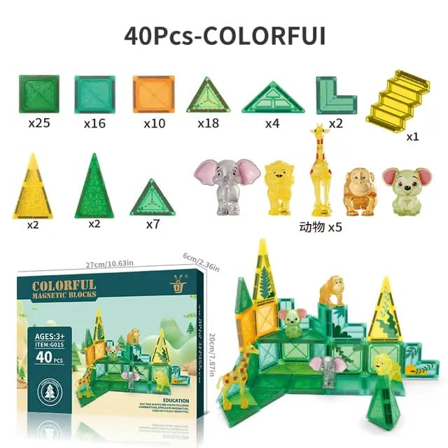 40 PCS JUNGLE MAGNETIC TILES