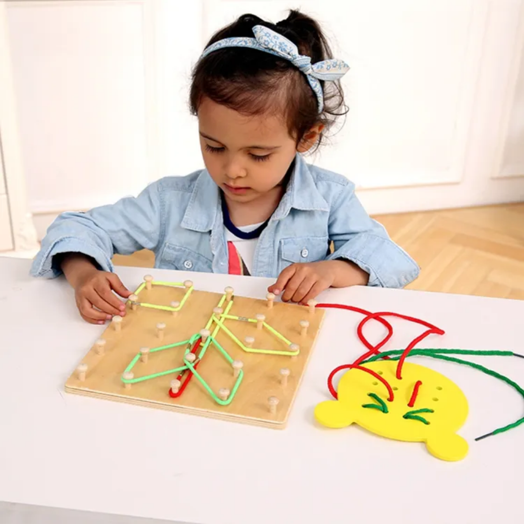 WOODEN GEO LACING BOARD