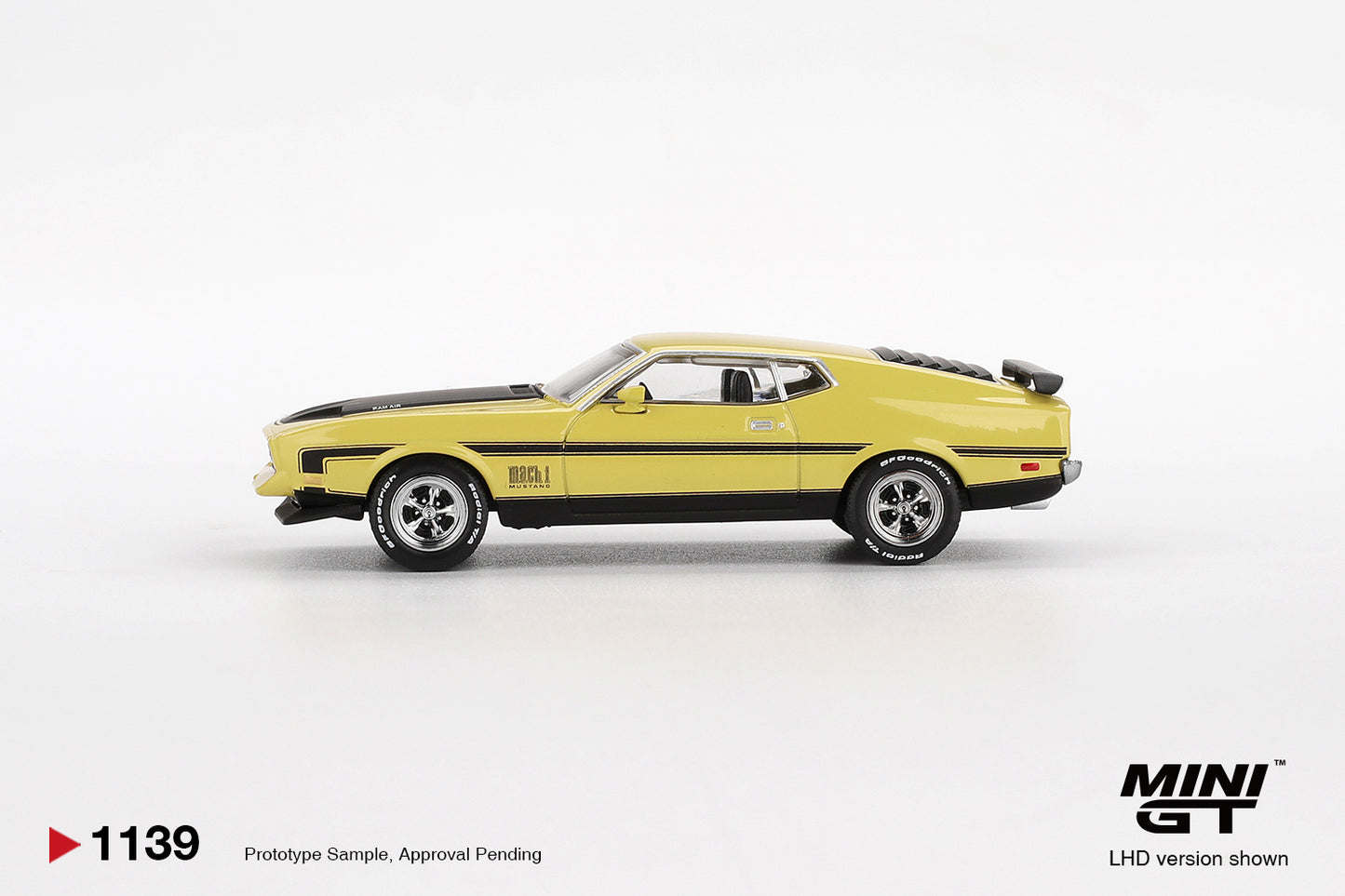 MINI GT #1139 Ford Mustang Mach 1 Grabber Yellow 1:64 Scale