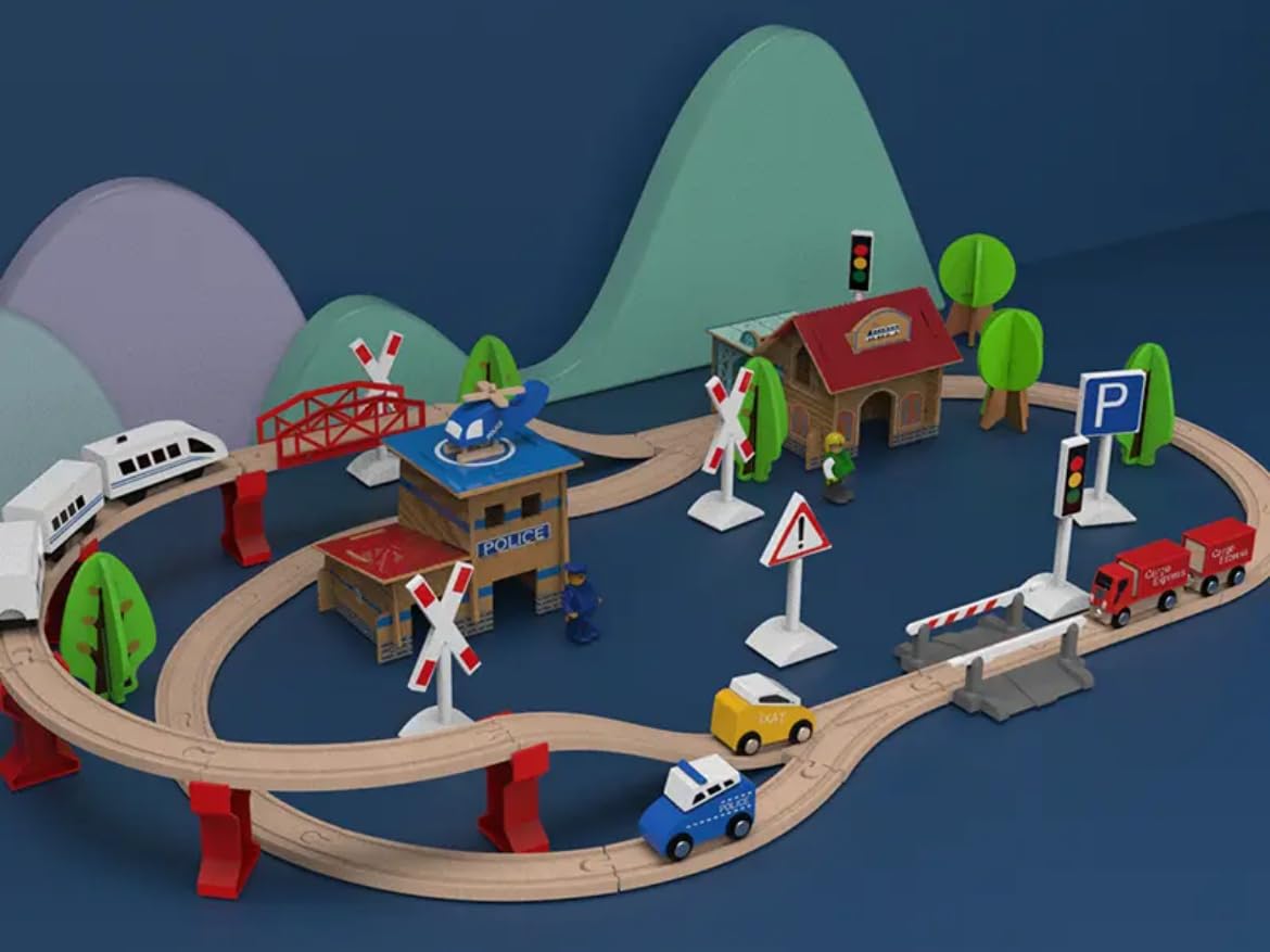 88pcs WOODEN TRAIN SET