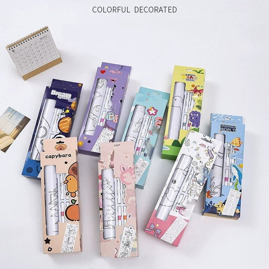 COLOURING ROLL WITH 6 ACRYLIC MARKERS