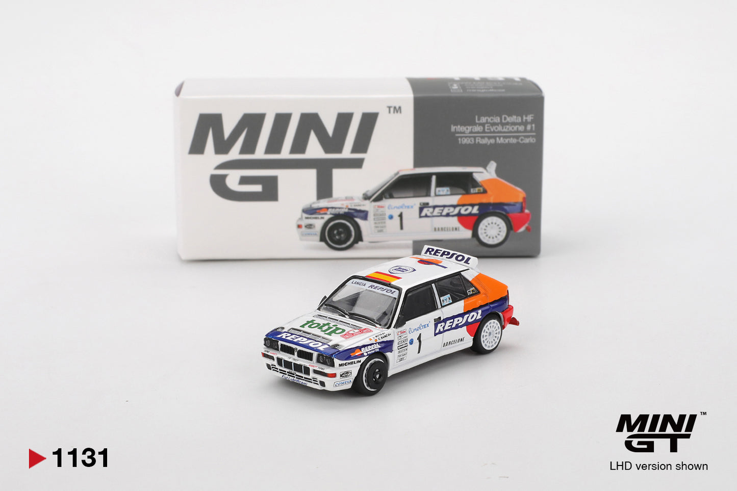 MINI GT #1131: Lancia Delta HF Integrale Evoluzione #1 1993 Rallye Monte-Carlo 1:64 Scale