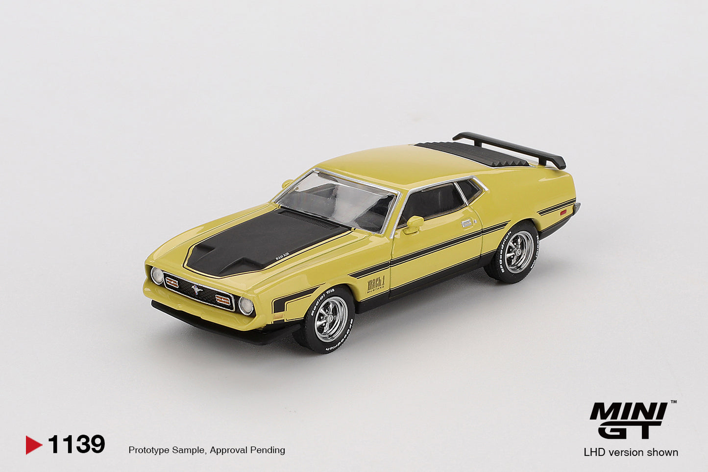 MINI GT #1139 Ford Mustang Mach 1 Grabber Yellow 1:64 Scale