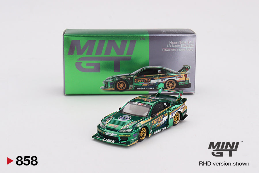 MINI GT #858 Nissan LB-Super Silhouette S15 SILVIA LBWK 2024 Fausto Racing 1:64 Scale