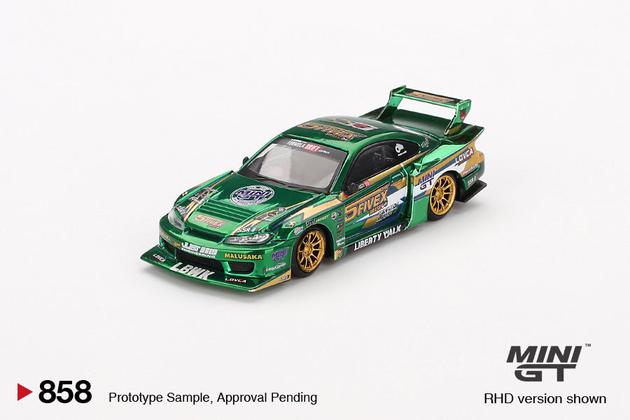 MINI GT #858 Nissan LB-Super Silhouette S15 SILVIA LBWK 2024 Fausto Racing 1:64 Scale