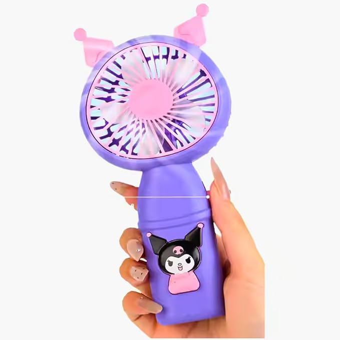 Portable USB Rechargeable Mini Night Light Air Cooling Fan Handheld Cartoon Design Two for Student Pocket Fan with Strong Power for Camping Travel Home Women and Men