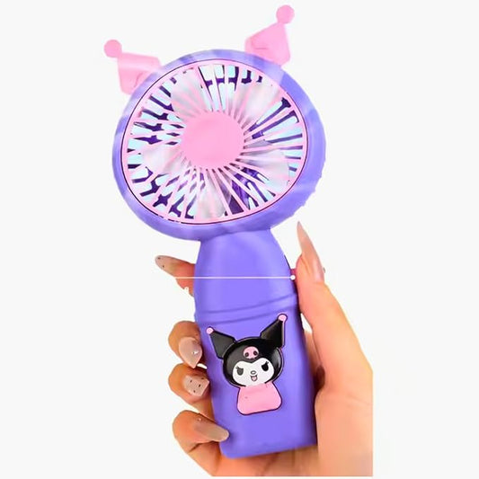 Portable USB Rechargeable Mini Night Light Air Cooling Fan Handheld Cartoon Design Two for Student Pocket Fan with Strong Power for Camping Travel Home Women and Men